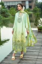 Unstitched 3 Piece Luxury Embroidered Lawn Dress Mushq Solace Unione - Image 2