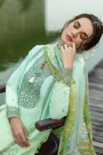 Unstitched 3 Piece Luxury Embroidered Lawn Dress Mushq Solace Unione - Image 3