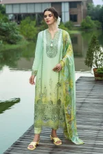 Unstitched 3 Piece Luxury Embroidered Lawn Dress Mushq Solace Unione - Image 6