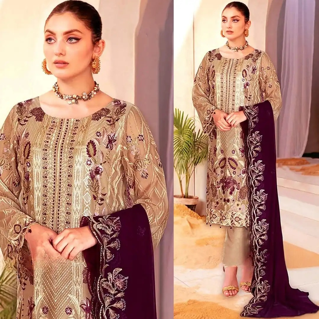 3903 Beautiful Embroidery Designer Salwar Kameez - Image 1