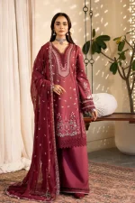 Unstitched 3 Piece Embroidered Luxury Lawn Dress Nayirah Sajni Zarposh - Image 5
