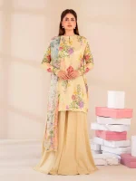 Unstitched 3Pc ChikankariPrinted Lawn Dress Binaas C209 - Image 6