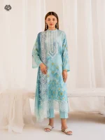 Unstitched 3Pc Embroidered Lawn Dress GullJee Morja 1303 - Image 3