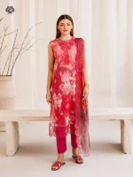 Unstitched 3Pc Embroidered Lawn Dress GullJee Morja 1304 - Image 3