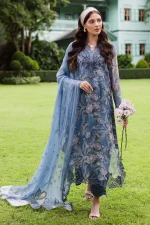 Unstitched 4Pc Embroidered Chiffon Dress Nureh Ballerina Formals NU2 – 184 - Image 6