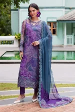 Unstitched 4Pc Embroidered Organza Dress Nureh Ballerina Formals NU2 – 185 - Image 7