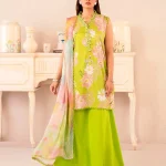 Unstitched 3Pc ChikankariPrinted Lawn Dress Binaas C205