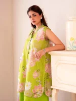 Unstitched 3Pc ChikankariPrinted Lawn Dress Binaas C205 - Image 6