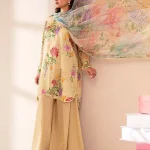 Unstitched 3Pc ChikankariPrinted Lawn Dress Binaas C209