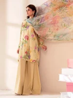 Unstitched 3Pc ChikankariPrinted Lawn Dress Binaas C209