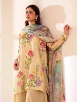 Unstitched 3Pc ChikankariPrinted Lawn Dress Binaas C209 - Image 5