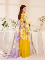 Unstitched 3Pc Chickankari Printed Lawn Dress Binaas C211 - Image 4