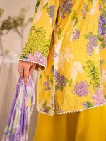 Unstitched 3Pc Chickankari Printed Lawn Dress Binaas C211 - Image 6