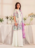 Unstitched 3Pc Chikankari Printed Lawn Dress Binaas C212 - Image 2