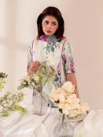 Unstitched 3Pc Chikankari Printed Lawn Dress Binaas C212 - Image 4