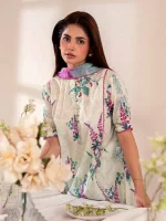 Unstitched 3Pc Chikankari Printed Lawn Dress Binaas C212 - Image 5