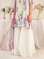 Unstitched 3Pc Chikankari Printed Lawn Dress Binaas C212 - Image 6