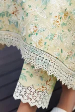 Unstitched 3Pc Embroidered Lawn Dress Lush Cream Farasha Aurea - Image 4