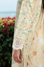 Unstitched 3Pc Embroidered Lawn Dress Lush Cream Farasha Aurea - Image 5