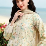 Unstitched 3Pc Embroidered Lawn Dress Lush Cream Farasha Aurea