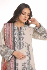 Gul Ahmed 3 Piece Unstitched Embroidered Lawn Dress