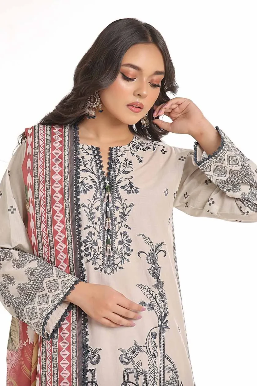 ga-l-3-840x1260 Gul Ahmed 3 Piece Unstitched Embroidered Lawn Dress - Image 1