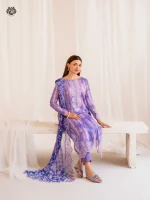 Unstitched 3Pc Embroidered Lawn Dress GullJee Morja 1301 - Image 3