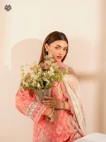 Unstitched 3Pc Embroidered Lawn Dress GullJee Morja 1302 - Image 2