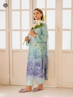 Unstitched 3Pc Embroidered Lawn Dress GullJee Morja 1309 - Image 2