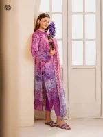 Unstitched 3Pc Embroidered Lawn Dress GullJee Morja 1310 - Image 2