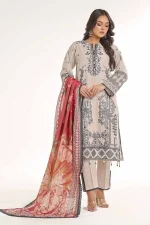 Gul Ahmed 3 Piece Unstitched Embroidered Lawn Dress - Image 4