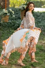 Unstitched 3 Piece Embroidered Lawn Dress Charizma Range CRN507 - Image 2