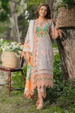 Unstitched 3 Piece Embroidered Lawn Dress Charizma Range CRN507 - Image 5