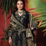 Unstitched 3 Piece Embroidered Lawn Dress Black Jade Urbane
