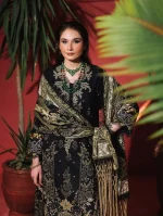 Unstitched 3 Piece Embroidered Lawn Dress Black Jade Urbane