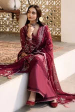 Unstitched 3 Piece Embroidered Luxury Lawn Dress Nayirah Sajni Zarposh - Image 3