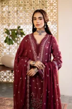 Unstitched 3 Piece Embroidered Luxury Lawn Dress Nayirah Sajni Zarposh