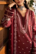 Unstitched 3 Piece Embroidered Luxury Lawn Dress Nayirah Sajni Zarposh - Image 4