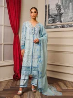 Khoobsurat 3 Piece Powder Blue Embroidered Lawn Suit SLC-09