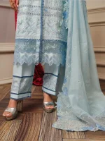 Khoobsurat 3 Piece Powder Blue Embroidered Lawn Suit SLC-09 - Image 4