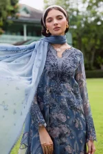 Unstitched 4Pc Embroidered Chiffon Dress Nureh Ballerina Formals NU2 – 184 - Image 2