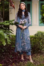 Unstitched 4Pc Embroidered Chiffon Dress Nureh Ballerina Formals NU2 – 184 - Image 3