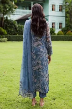 Unstitched 4Pc Embroidered Chiffon Dress Nureh Ballerina Formals NU2 – 184 - Image 5