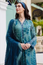 Unstitched 4Pc Embroidered Chiffon Dress Nureh Ballerina Formals NU2 – 186 - Image 2