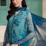 Unstitched 4Pc Embroidered Chiffon Dress Nureh Ballerina Formals NU2 – 186