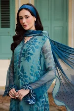 Unstitched 4Pc Embroidered Chiffon Dress Nureh Ballerina Formals NU2 – 186