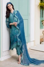 Unstitched 4Pc Embroidered Chiffon Dress Nureh Ballerina Formals NU2 – 186 - Image 3