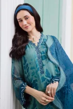 Unstitched 4Pc Embroidered Chiffon Dress Nureh Ballerina Formals NU2 – 186 - Image 5