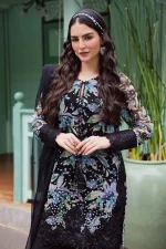 Unstitched 4Pc Embroidered Chiffon Dress Nureh Ballerina Formals NU2 – 187 - Image 2