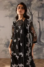 Nureh Elanora Unstitched Black 4 Piece Organza Dress - Image 3